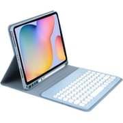 Keyboard Case for Samsung Galaxy Tab S8/Tab S7 11 inch, Detachable BT Keyboard & Mouse, Round Key, Soft TPU Back Cover with S Pen Holder, PU Lightweight Slim Protective Cover