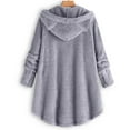 thumbnail image 4 of Lady Coat And Velvet Coat Cat Ear Hooded Soild Patchwork Button Autumn Winter Plush, 4 of 4
