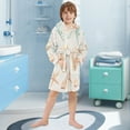 thumbnail image 5 of FORMRS Niños Bathrobe Unisex Hooded Robe Soft Plush Pajamas Sleepwear, Size 4-6T, Gray Seashell, 5 of 7