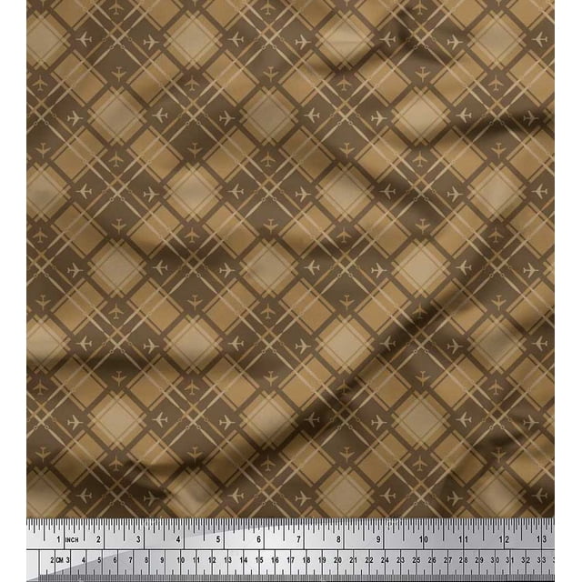 Soimoi Rayon Fabric Diagonal Check Fabric Prints by Yard 56 Inch Wide