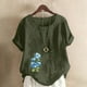 thumbnail image 2 of Vestidos Casuales Para Mujer, Blusas De Mujer De Moda Blusa tipo túnica informal de lino con estampado de peces del océano y botones de manga corta para mujer, 2 of 4
