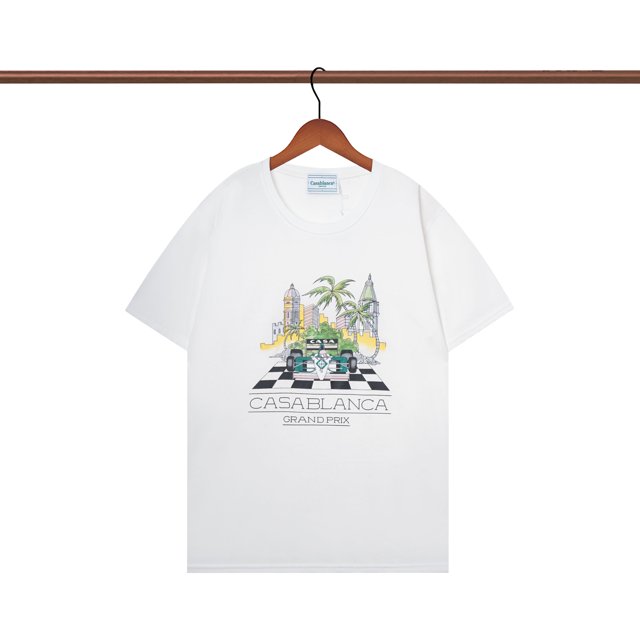 Casablanca 23 Primavera y novedad de verano estilo Fantasy Gate Starry Sky Castle casa letra logo camiseta de manga corta para parejasD367 blanco