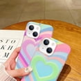 thumbnail image 6 of Compatible with iPhone 15 Frosted Case Holographic Love Heart Laser Case Glitter Bling Sparkle Girly Women Colorful Water Ripple Soft TPU Iridescent Matte Shockproof Phone Cover,Green, 6 of 11