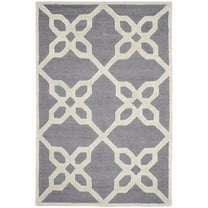 SAFAVIEH Cambridge Kayleah Geometric Wool Area Rug, Dark Gray/Ivory, 4' x 6'