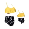 thumbnail image 1 of Innerwin Mother And Daughter Family Matching Swimwear Ruffled Swim Bikini Set Sleeveless Lace Up Parent-child Swimsuit Two Piece Seaside Yellow White S, 1 of 4