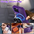 thumbnail image 4 of CASEFIV for iPhone 16 Pro Max Case,Compatible with MagSafe,with Magnetic Invisible StandShockproof Slim Translucent Case with 2 Screen Protector + 2 Lens Protector,Purple, 4 of 8