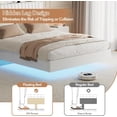 thumbnail image 5 of Floating Bed Frame with LED Lights & Charging Station, Upholstered PU Leather Platform Bed Frame with Storage Headboard, 50" Tall Headboard Bed with Stable Structure, No Box Spring Needed, 5 of 8