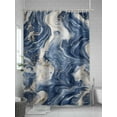 thumbnail image 5 of Impressionist Style Shower Curtain, Gray Blue Swirling Line Waterproof Shower Curtain Set with 12 Hooks Lightweight Washable Fabric Shower Curtains for Bathroom 72x72 Inches, 5 of 6