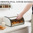 thumbnail image 2 of Large Roll Top Bread Storage Container for Kitchen Countertop – Double-Layer Stainless Steel Food Storage with Window – Farmhouse Pantry Organizer – Bread Holder for Homemade Loaves – Beige, 2 of 6