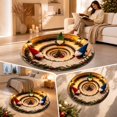 thumbnail image 3 of BZPIZ 24“ Christmas Round Rug, 3D Optical Illusion Train Tunnel Prank Rug, Christmas Train Holiday Floor Mat for Living Room Bedroom Entryway, 3 of 6