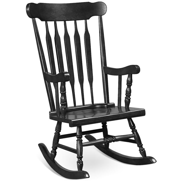Costway Solid Wood Rocking Chair Porch Rocker Indoor Outdoor Seat