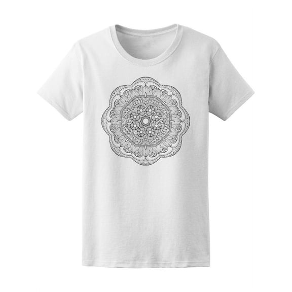 Beautiful Flower Shape Mandala T-Shirt Women -Image by Shutterstock, Female XX-Large