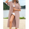 thumbnail image 5 of Zeagoo Dresses for Women Summer Casual Midi Short Sleeve Button Down Shirt Linen Dress Beach Cover Up with Pocket, 5 of 6