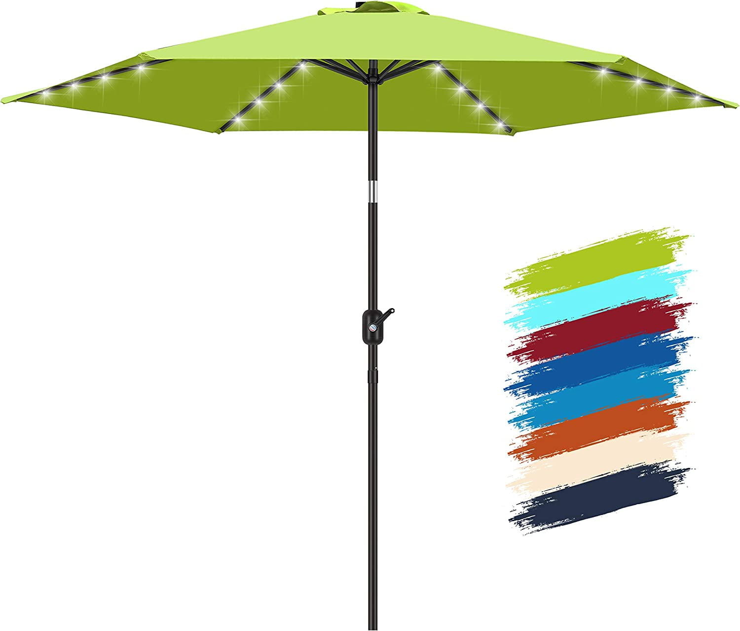 FRUITEAM 7.5 ft Solar Umbrella 24 LED Lighted Patio Umbrella Table