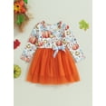 thumbnail image 2 of Wassery Toddler Girls Halloween Dress Infant Baby Long Sleeve Pumpkin Print Dress Layered Tulle Princess Dress 0-4T, 2 of 8