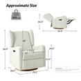 thumbnail image 3 of Tina's Home Electric Power Glider Swivel Nursery Recliner Chair Wingback with USB, Waterproof Stain-resistant for Baby Feeding & Living Room Ivory, 3 of 10