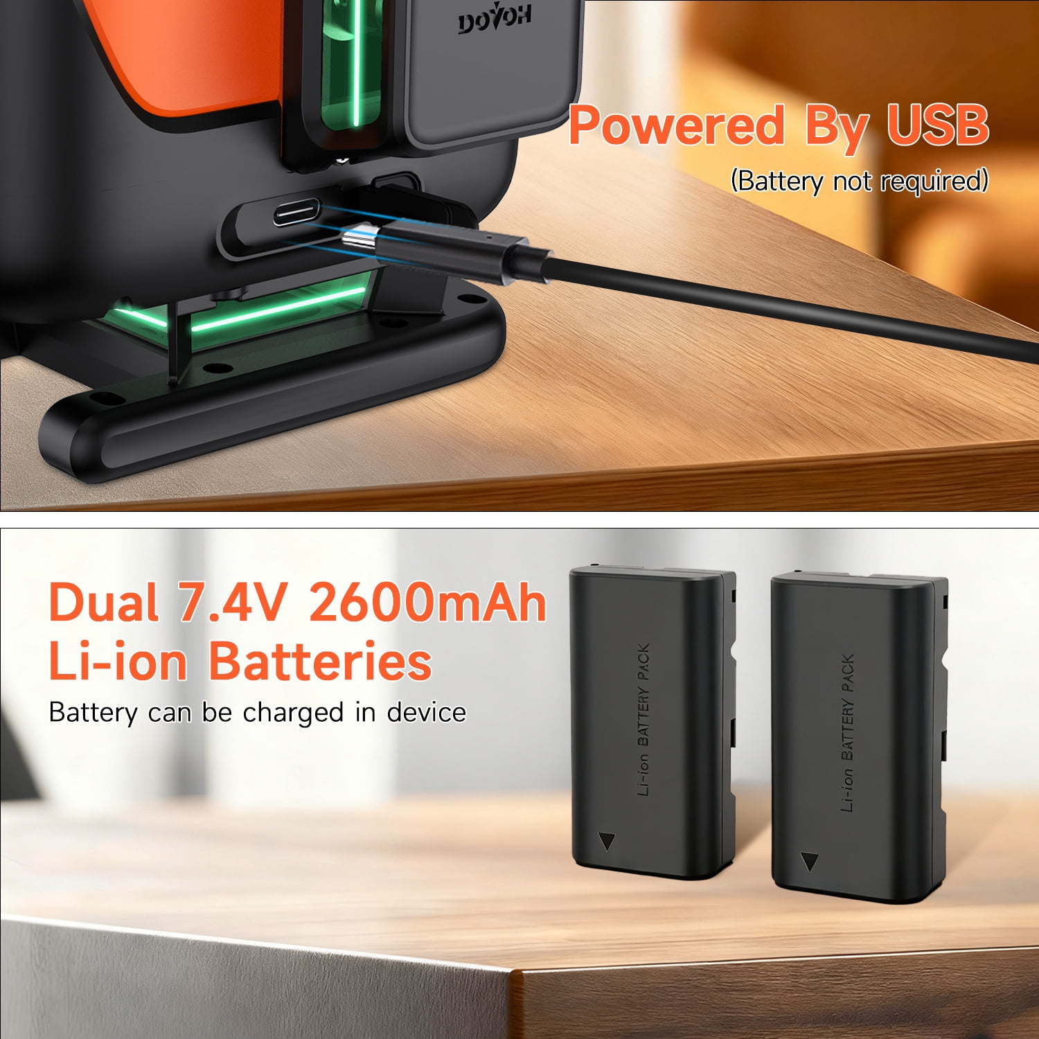4D Laser Level with Tripod : Dual Batteries Laser Level 360 Self Leveling Green Hard Toolbox for Construction Floor Tiling Ceiling, Class Ⅱ, Y4-360G-KIT