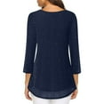 thumbnail image 6 of YanHoo Sparkle 3/4 Sleeve Tunic Tops for Women 2026 Sequin Glitter Pleated Dressy Blouse Crewneck Loose Fit Lightweight Shimmer Party Shirts Navy,XL, 6 of 7