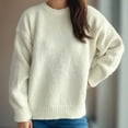thumbnail image 5 of LOVZFMLL Women's Sweaters Acrylic Crew Neck Ribbed Pullover Solid Color Casual Basic Loose Soft Long Sleeve Tops Warm Fall Winter Clothes, 5 of 5
