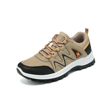 

Difumos Mens Breathable Lace Up Trekking Shoe Anti-collision Hiking Shoes Trailing Comfortable Sneakers Khaki 8.5