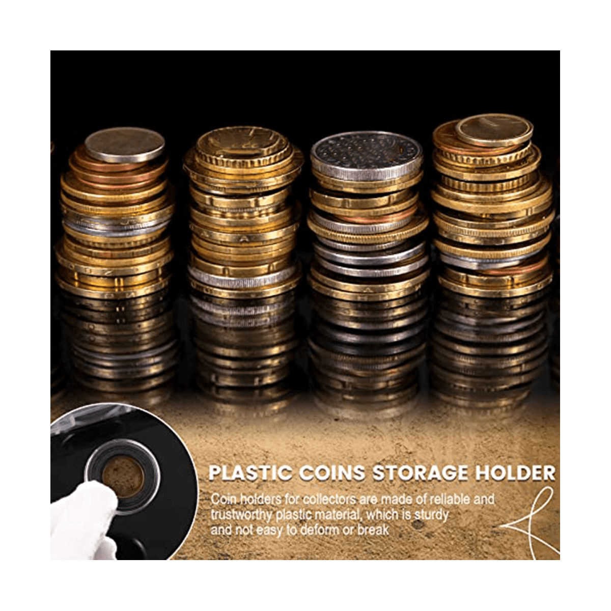300 Pcs 30 mm Coin Capsules with Black Protect Gasket Foam 5 Sizes (17/19/21.5/25/27/30mm) Coin Holder Case
