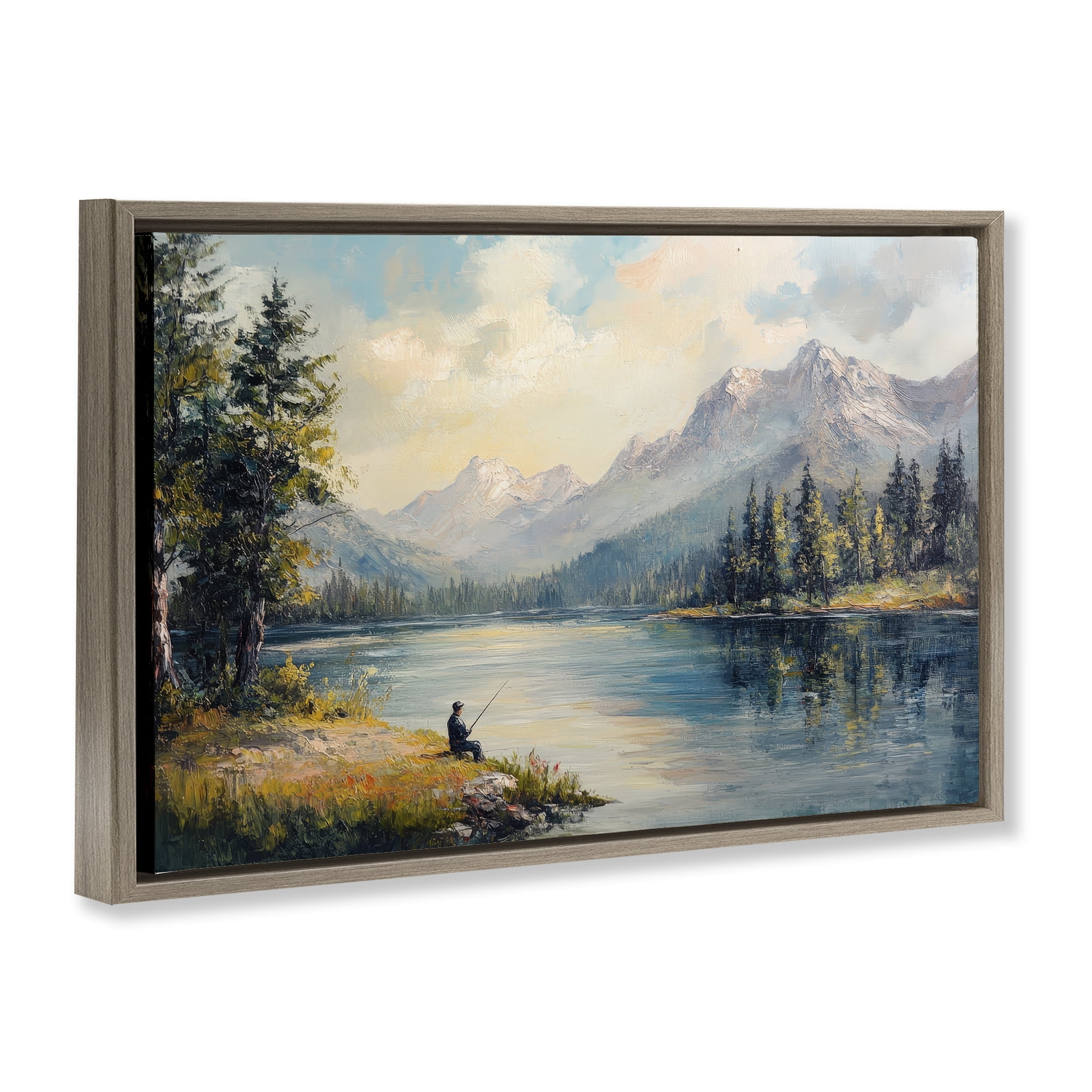 Stupell Industries Secret Fishing Spot Brown Framed Floater Canvas Wall Art, design by Petal Prints Design