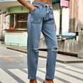 thumbnail image 6 of QUYUON Womens Work Pants Clearance Summer Fashion Pocket Casual Full Length Pants Flowy Pants Women Full Length Pant Leg Workwear Style P5257 Blue S, 6 of 8