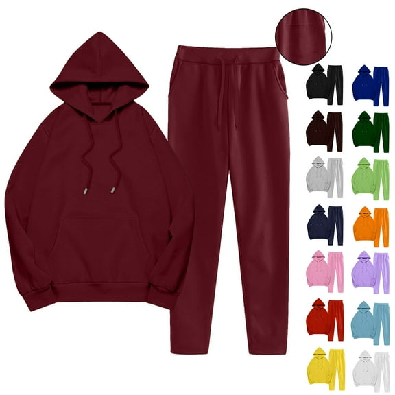 Dazajoo Women's Sweatsuits with Hoodie Oversized Drawstring Pullover and Pants with Pockets Fall Winter Jogger Lounge Sets,Black,XXXL