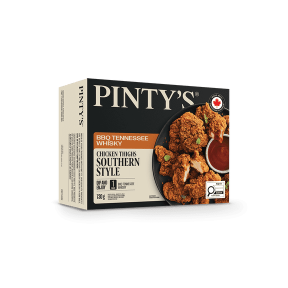 Pintys Boneless Chicken Thigh Chunks Seasoned, Breaded, Uncooked - 16% Meat Protein - with Whisky Tennesse BBQ Sauce, Pintys Boneless Chicken Thigh Chunks Whisky Tennesse BBQ Sauce