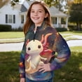 thumbnail image 3 of Uorisanigo Galaxy Axolotl Kids Girls Sweatshirt Oversized Quarter Zip Pullover Sweatshirts with Long Sleeve Fall Fashion Outfits Clothes Athletic Outerwear Top for Sports and Daily Wear, 3 of 7