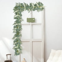 AuroraX 2 Pack Eucalyptus Garland for Wedding Decoration,6.6 Ft Green Greenery Garland,Fake,Also Thanksgiving Decoration,Green