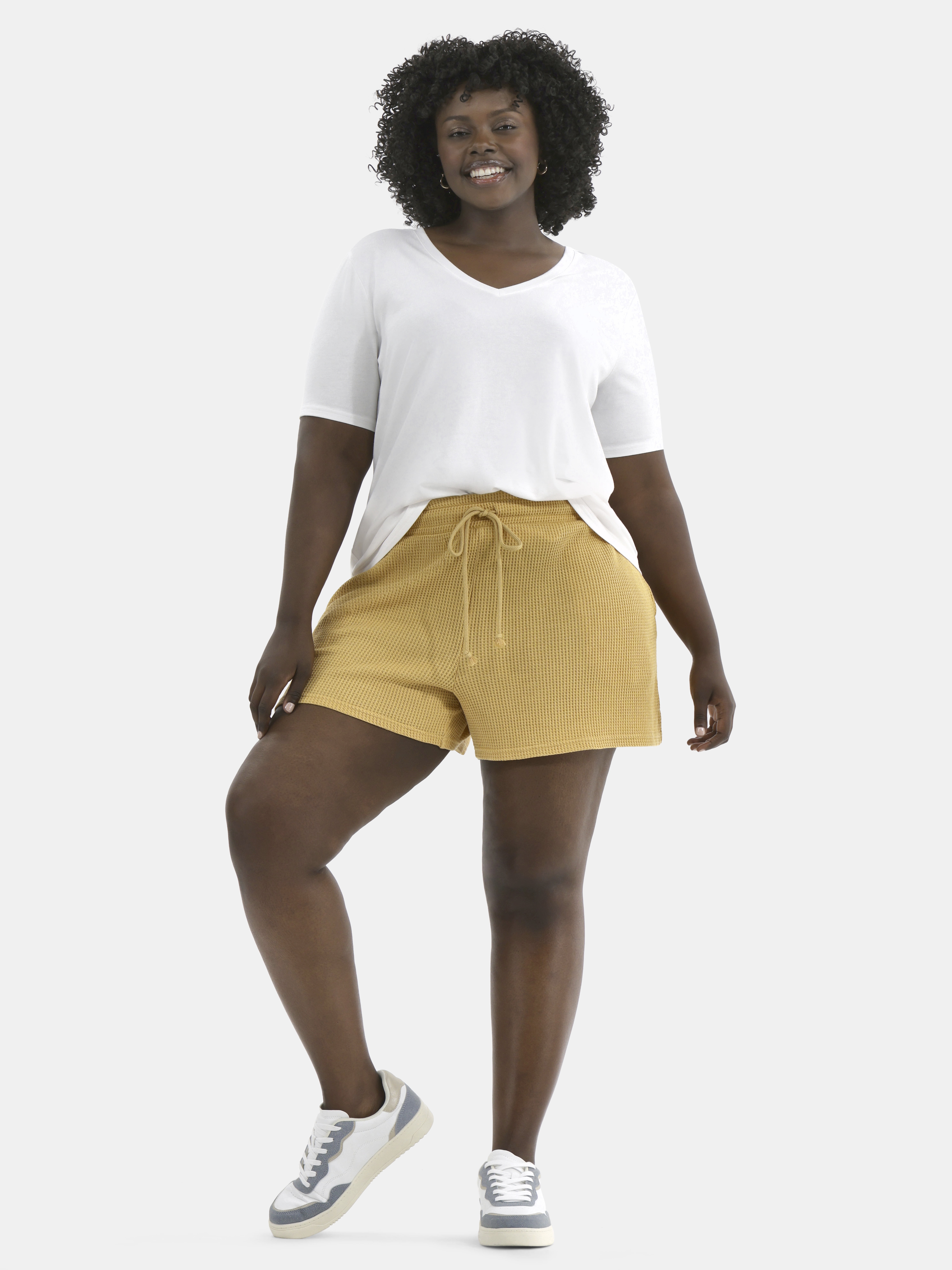 Terra & Sky Women's Plus Waffle Shorts, Sizes 0X-4X