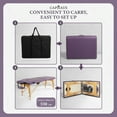 thumbnail image 3 of CAPHAUS Premium Memory Foam Massage Table, 84 Inch Foldable & Portable Massage Bed, Height Adjustable Spa Bed, Facial Cradle Salon Bed with High Quality Wooden Legs & Carry Case, 28 Inch Wide, Purple, 3 of 8