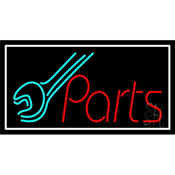 Parts With Wrench 1 LED Neon Sign 13 x 24 - inches, Clear Edge Cut Acrylic Backing, with Dimmer - Bright and Premium built indoor LED Neon Sign for automotive store, and mall.