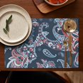 thumbnail image 4 of Set of 6 Durable Paisley Placemats, Flax Linen Table Mats Featuring Heat Resistant Wrinkle Free Finish with Colorful Boho Vintage Floral Mandala Patterns, 4 of 5