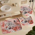 thumbnail image 6 of Petal Pink Leopard Print 4 Piece Shower Curtain Sets with Non-Slip Rugs Toilet Lid Cover And Bath Mat Cheetah Animal Pattern Chinoiserie Waterproof Personality Pattern Bath Curtain, 6 of 8