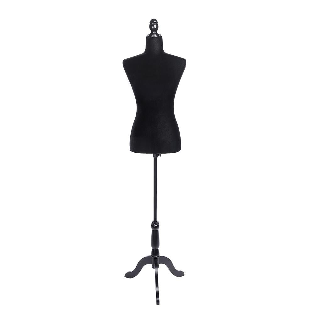 Female Pinnable Mannequin Body Torso Wooden Tripod Base Stand 6, Black 