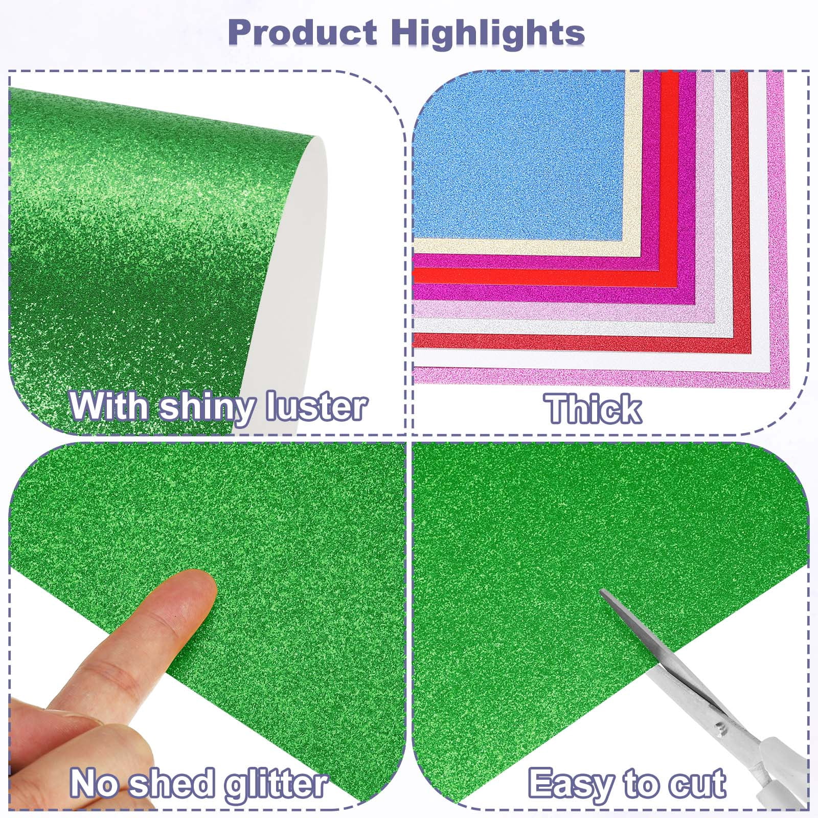 20Sheets Grass Green Glitter Cardstock, 12x12In Glitter Paper Card Stock Shiny Scrapbook 250gsm Sparkly Paper Large Shimmer for Crafts Scrapbook DIY Art Wedding Party