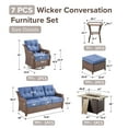 thumbnail image 4 of Bellefurn Luxury High Back Outdoor Furniture Set with Fire Pit Table and Swivel Rocker Chair,Couch,2 Ottomans and Side Table,7 PCS Wicker Outdoor Conversation Sets for Porch,Deck,Garden, 4 of 13