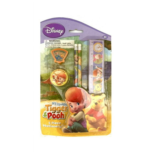 Disney Winnie The Pooh & Tigger 5 pcs stationery set: pencils / eraser/ sharpner/ ruler