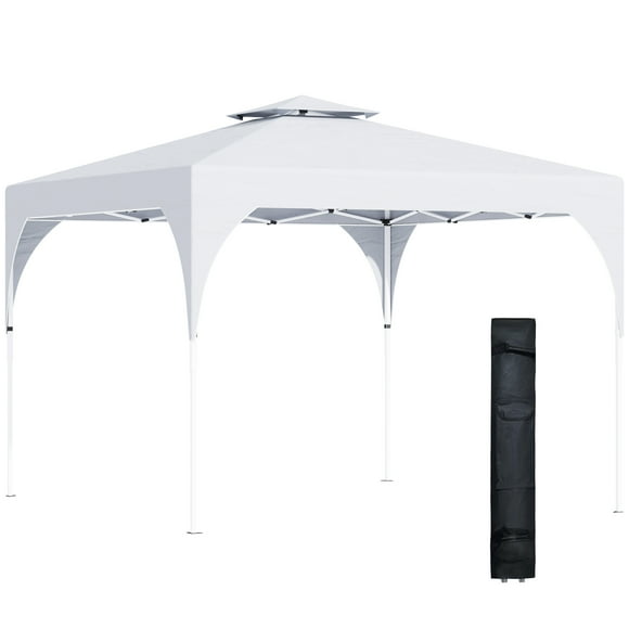 Outsunny 10'x10' Pop Up Canopy with 2 Tier Vented Roof Carrying Bag White