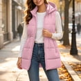 thumbnail image 2 of Levmjia Women's Hooded Vest Zip Up Quilted Padded Gilet Detachable Hood Drawstring Waist Sleeveless Outerwear with Pockets, 2 of 5