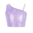 thumbnail image 3 of SiiRoh Kids Girls Sequin Crop Top Off Shoulder Sparkly Pageant Prom Party Tank Tops Dancewear Purple 16, 3 of 6
