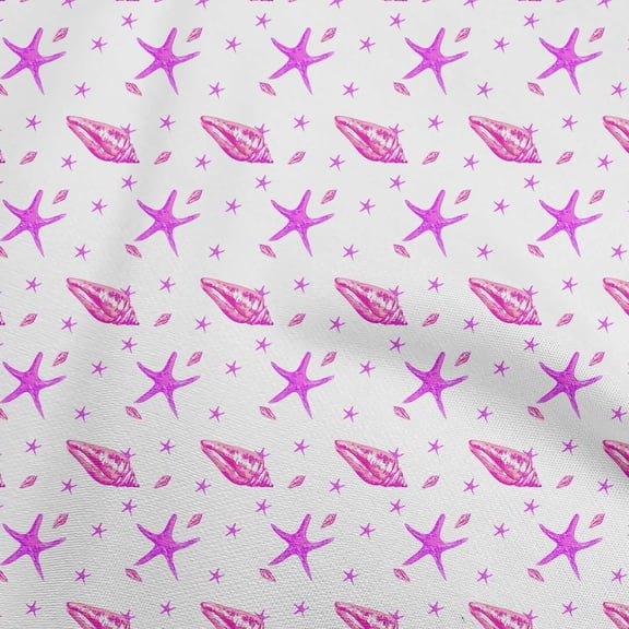 oneOone Velvet Fuschia Pink Fabric Ocean Watercolor Starfish Diy Clothing Quilting Fabric Print Fabric By Yard 58 Inch Wide