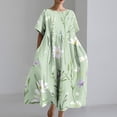 thumbnail image 2 of PuLe Summer Short Sleeve Dress Womens Oversized Tunic Dress Boho Floral Short Sleeve Maxi Dresses Summer Casual Loose Long Dress with Pockets, 2 of 5