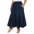 thumbnail image 4 of Beautybatik Navy Blue Women Cotton Boho Gypsy Long Maxi Godet Flare Skirt 1x, 4 of 6