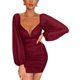 thumbnail image 5 of Txlixc Vestido de manga larga femenino, costura de malla, mallas de color sólido Txlixc moda, 5 of 8