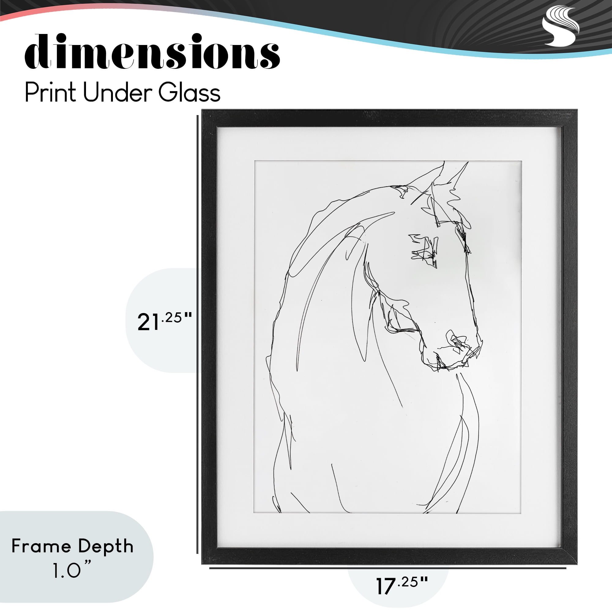 Stupell Industries Sketched Horse Contour Black Framed Print Under Glass, design by Lorenzo Collective