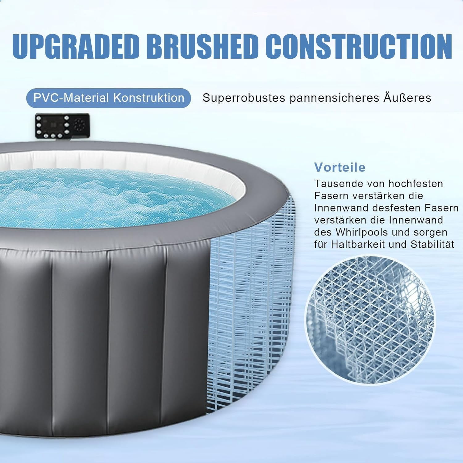 72" Inflatable Hot Tub, 4-6 Person Portable Bubble Massage Bathtub with Heating, Filtration, 6-Color Ambient Light, One-Click Inflation, Pool Cover, Floor Mat & Filter Cartridges for Patio Backyard