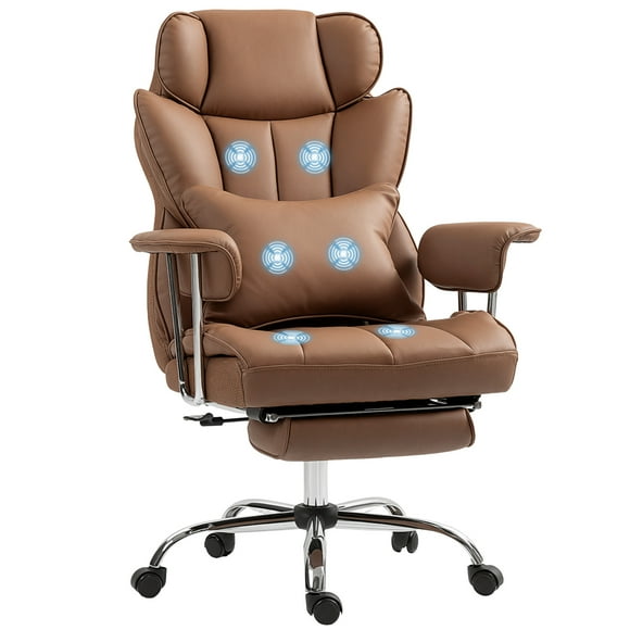 HOMCOM 400LBS Heated Massage Office Chair, Executive Office Chair, Brown